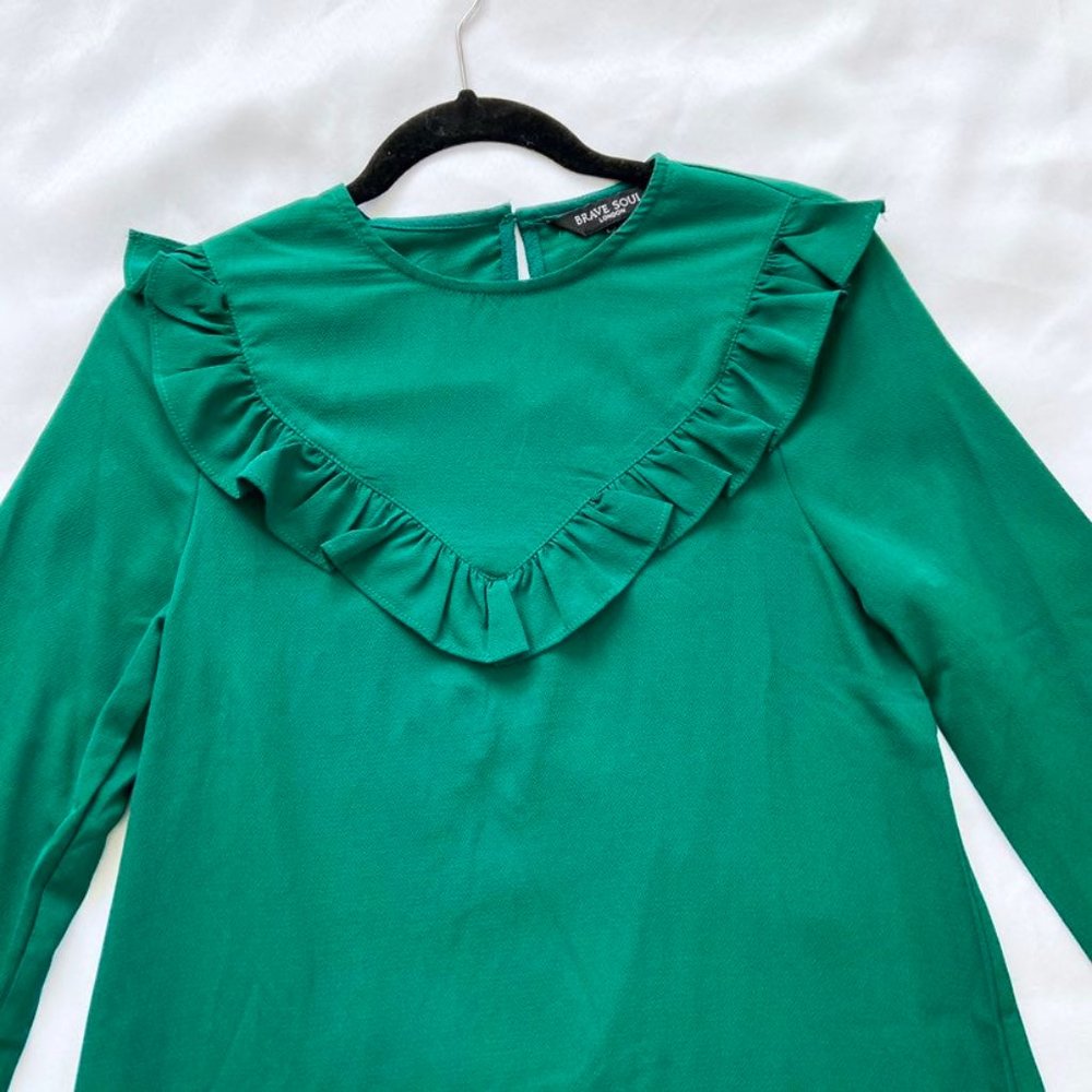 SOLD Brave Soul Asos EUC Frill Shift Long Sleeve Dress - Picture 5 of 10